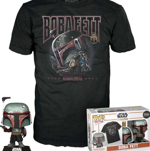 Star Wars Mandolorian Bobba Fett Funko Pop and Tee - Picture 1 of 4